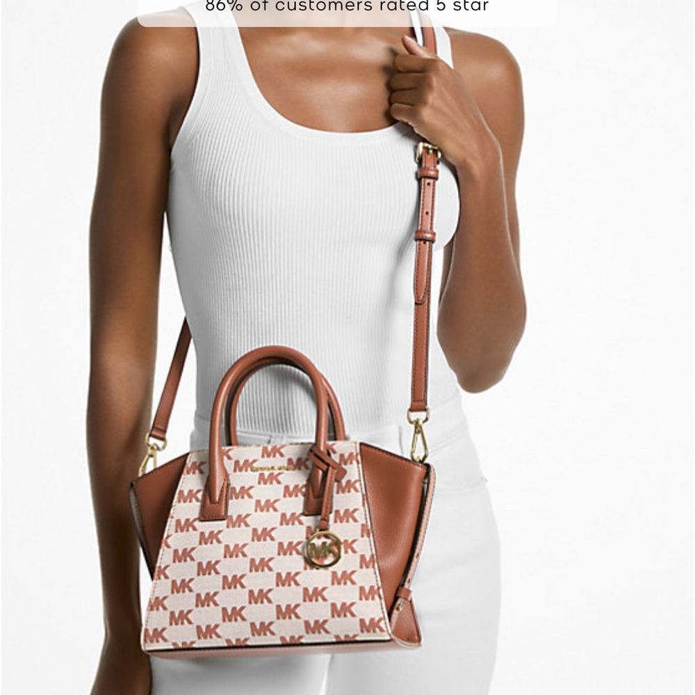 Michael Kors Avril Signature Luggage / Brown and Cream Satchel - Picture 9 of 10